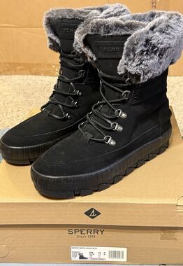 NIB Sperry Women’s Torrent Winter Lace-Up Boots Black, Size 10 NEW Waterproof
